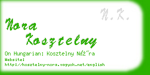 nora kosztelny business card